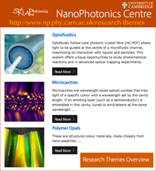 Cambridge Nano-Photonics Center, http-/www.np.phy.cam.ac.uk/research-themes